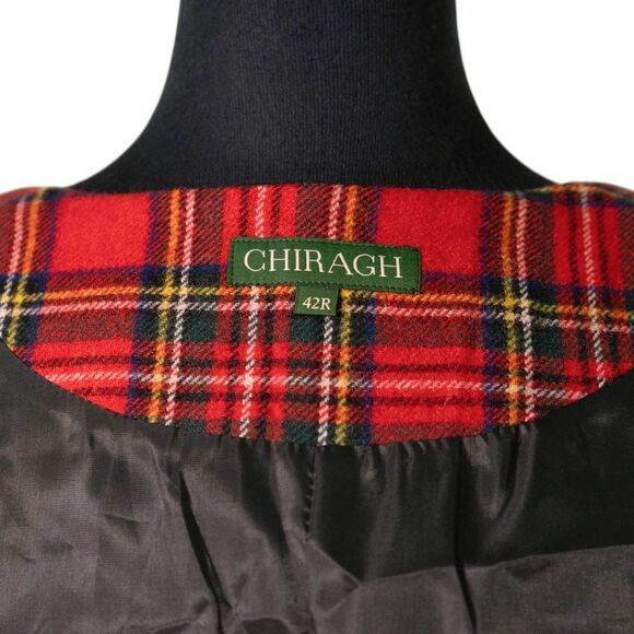 Mens 42R Vest Red Green Lambswool Tartan Plaid Waistcoat Formal Wedding Party - Picture 3 of 10